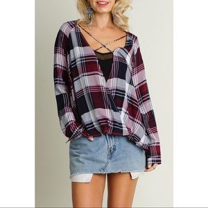 Crisscross Plaid Top
